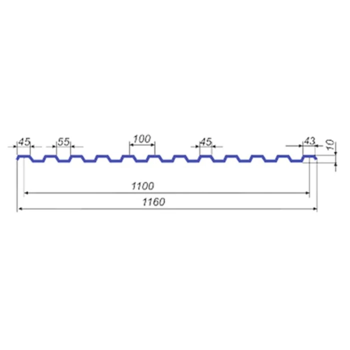 Профнастил CC10ПГ 0.6 Оцинкованный