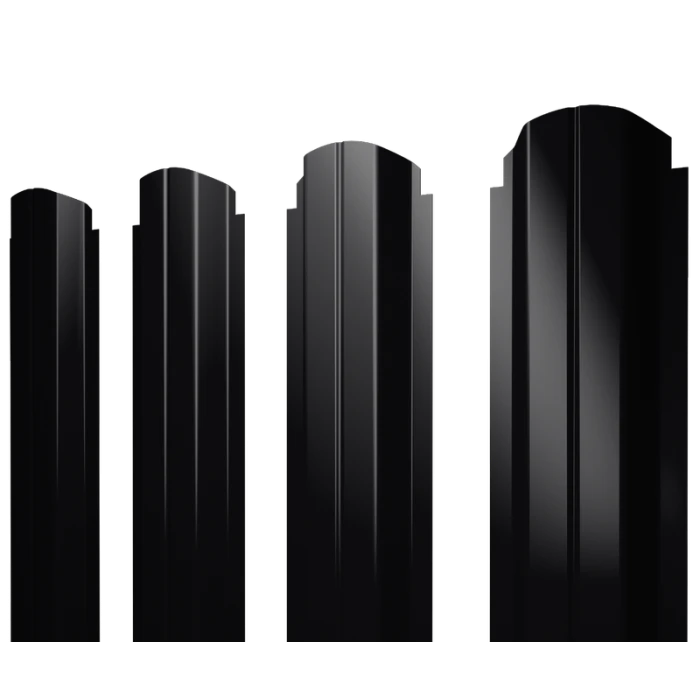 Штакетник П-образный А фигурный Grand Line 0,5 Drap RAL 9005 Черный